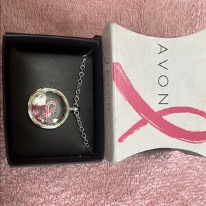 Avon Silver and Breast Cancer Crusade Shaky Pendant Necklace